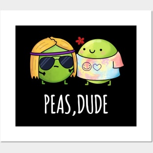 Peas Dude Cute Hippie Pea Pun Posters and Art